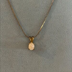 Elegant Gold Necklace with Opal Pendant